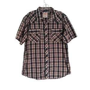 Levi’s Modern Fit‎ Blue Red Plaid Pearl Snap Button Up Large